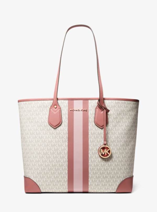 Damske Prenosná Taška Michael Kors Eva Large Logo Stripe Ruzove Viacfarebný - Kabelky Michael Kors Vypredaj | HIPLT-5617